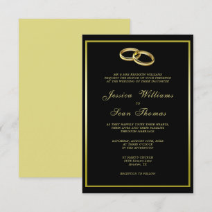 Sophisticated Gold Wedding Bands Wedding Invitation