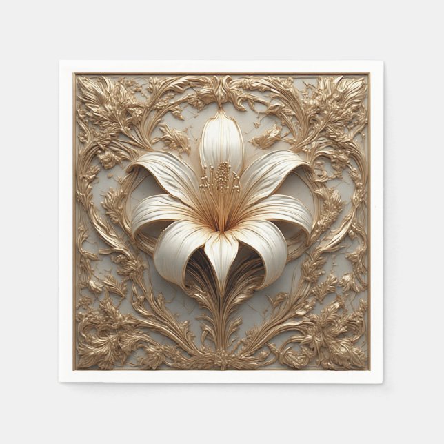 Sophisticated golden lily napkin (Front)