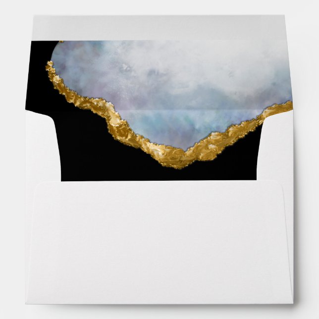 Sophisticated Golden Pearl Agate Wedding Envelope (Back (Bottom))