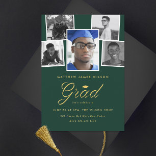 Sophisticated Grad Photo Collage Graduation Party  Announcement