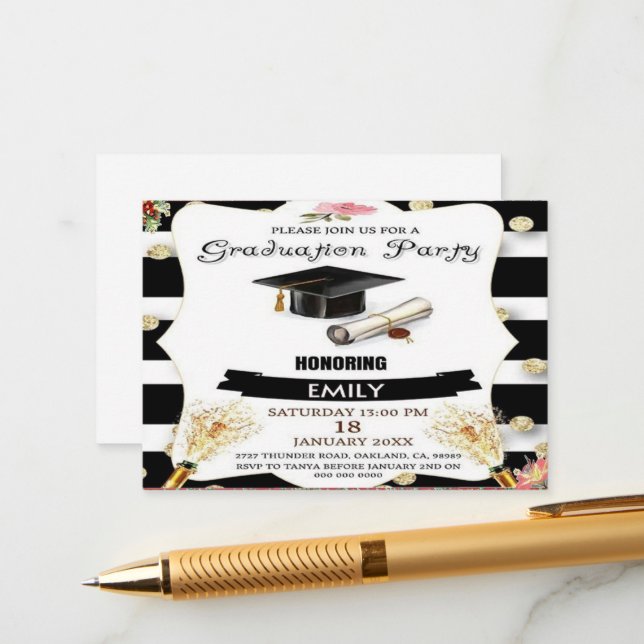  Sophisticated Graduation Invitations  (Front/Back In Situ)