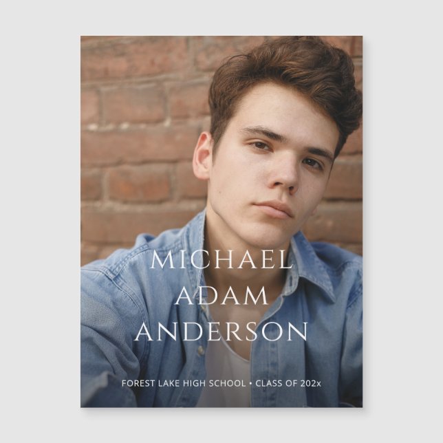 Sophisticated Graduation Photo Announcement Magnet (Front)