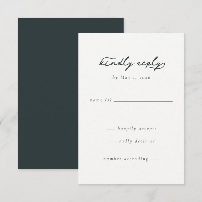 Sophisticated Gray Minimalist RSVP Card (Front/Back)