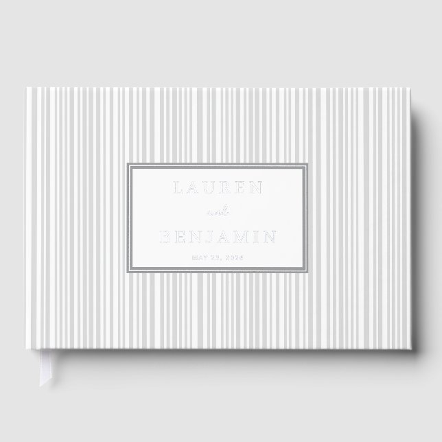 Sophisticated Gray Stripes Guest Book (Front)