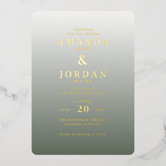 Sophisticated Gray Wedding Invitation (Front)