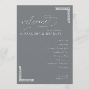 Sophisticated Gray Wedding Schedule Programme