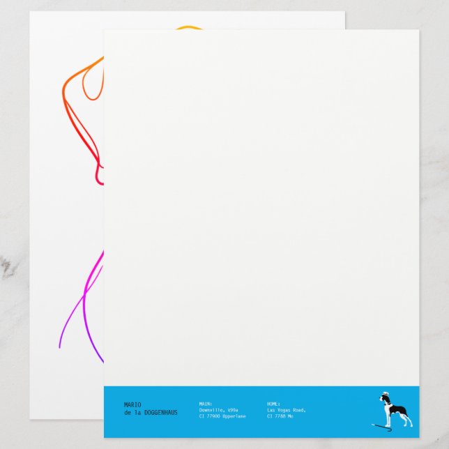 Sophisticated Great Dane on Pink Custom Letterhead (Front/Back)
