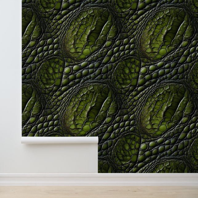 Sophisticated Green Crocodile Skin  Wallpaper (Application)