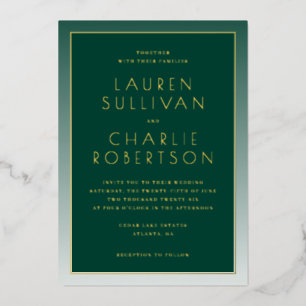 Sophisticated Green Gradient Wedding Invitations