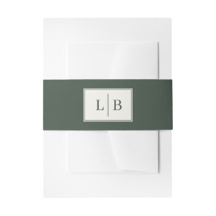 Sophisticated Green Initials Invitation Belly Band