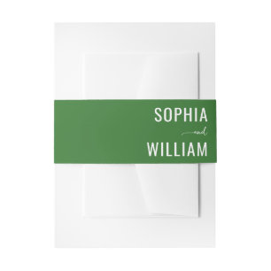 Sophisticated Green Name Banner Invitation Belly Band
