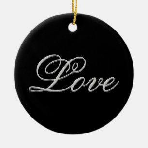 Sophisticated Grey Black Love Ceramic Tree Decoration