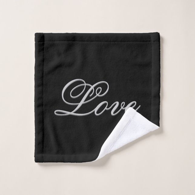 Sophisticated Grey Black Love  Wash Cloth (Wash Cloth)