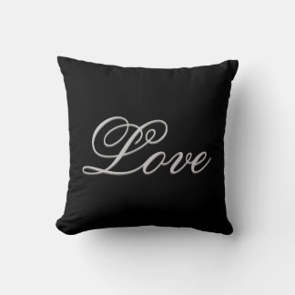 Sophisticated Grey Black Love Wedding Cushion