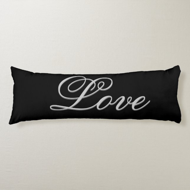 Sophisticated Grey Black Love Wedding Postage Body Cushion (Front)