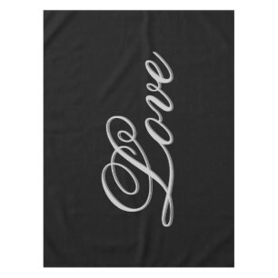 Sophisticated Grey Black Love Wedding Tablecloth