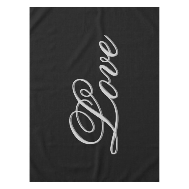 Sophisticated Grey Black Love Wedding Tablecloth (Front)