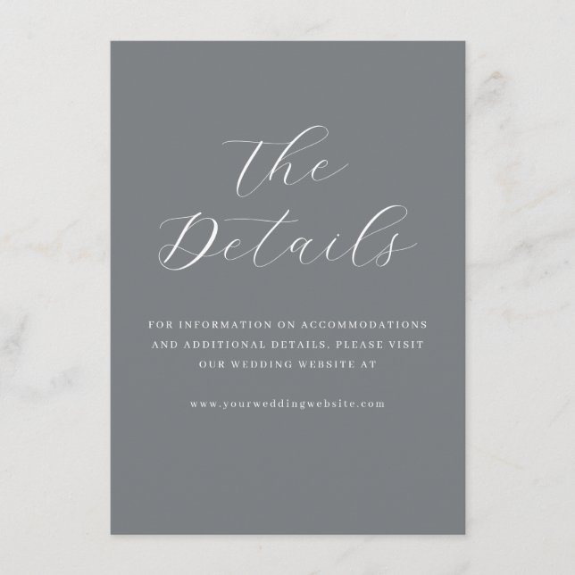 Sophisticated Grey Minimalist Calligraphy Enclosure Card (Front)
