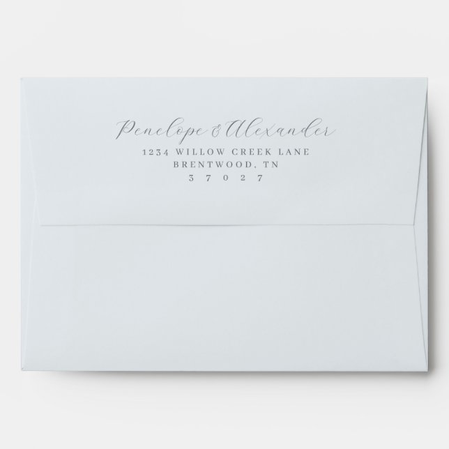 Sophisticated Grey Minimalist Calligraphy Envelope (Back (Top Flap))
