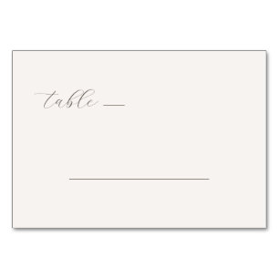 Sophisticated Grey Minimalist Calligraphy Table Number