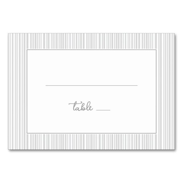 Sophisticated Grey Stripes Table Number (Front)