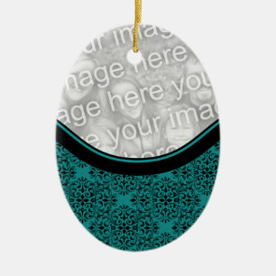 Sophisticated Holiday Damask Oval Ornament