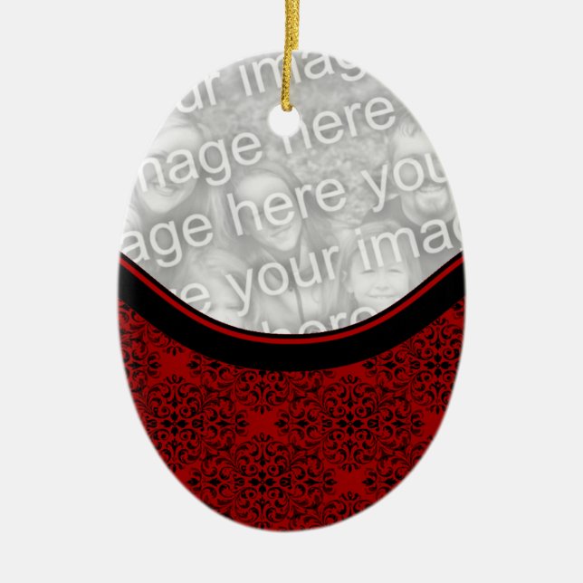 Sophisticated Holiday Damask Oval Ornament (Front)