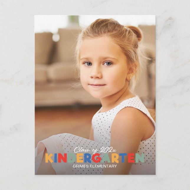 Sophisticated Kindergarten Graduation Announcement Postcard (Front)