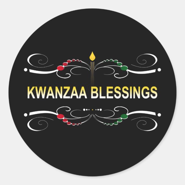 sophisticated kwanzaa blessings classic round sticker (Front)