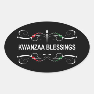 sophisticated kwanzaa blessings oval sticker