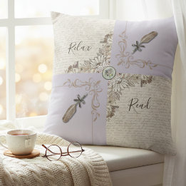 Sophisticated Lavender Cozy Book Lovers Accent Cushion