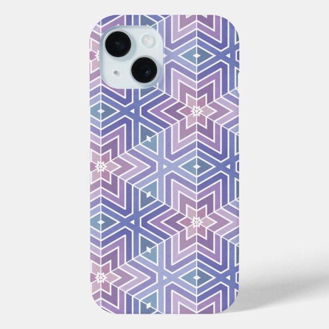 Sophisticated Lavender Geometric Star Maze Pattern Case-Mate iPhone Case (Back)