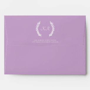 Sophisticated Lavender Monogram Elegant Wedding  Envelope