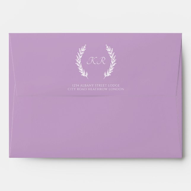 Sophisticated Lavender Monogram Elegant Wedding  Envelope (Back (Top Flap))