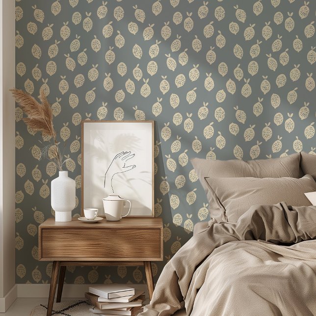 Sophisticated Lemons: Minimalist Grey and Cream Wallpaper (Creator Uploaded)