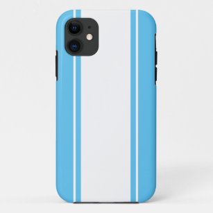Sophisticated Light Sky Blue White Racing Stripes Case-Mate iPhone Case