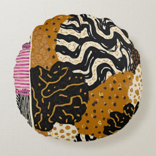 Sophisticated Luxury African Caribbean Asian Round Cushion