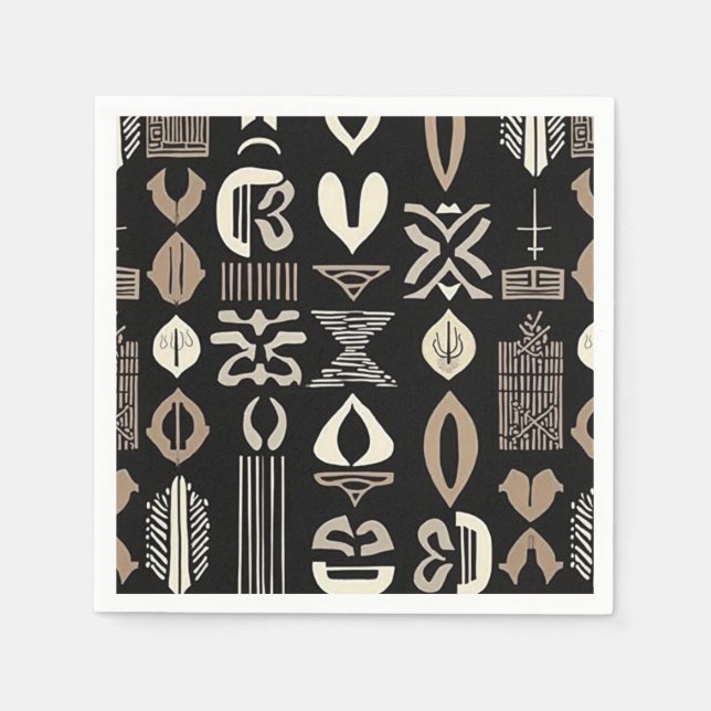 Sophisticated Luxury African Caribbean Mudcloth Napkin (Front)