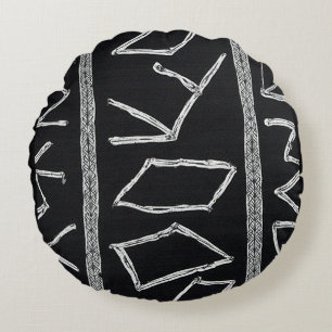 Sophisticated Luxury African Caribbean Mudcloth Round Cushion