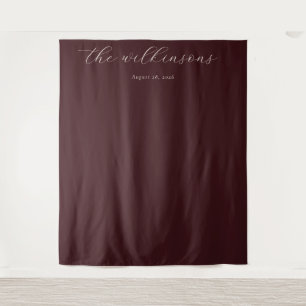Sophisticated Maroon Calligraphy Tapestry