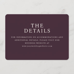 Sophisticated Maroon Serif Wedding Details Card