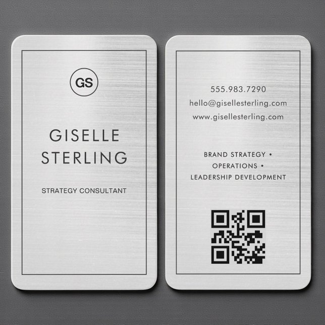 Sophisticated Metallic Monogram Professional Business Card (Creator Uploaded)