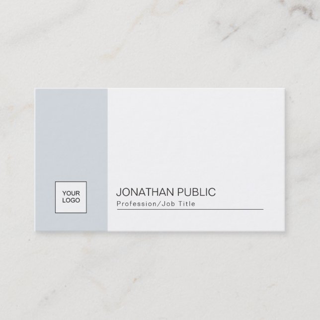 Sophisticated Minimal Design Blue White Trendy Business Card (Front)