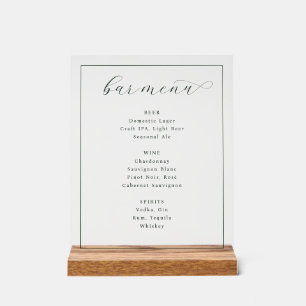 Sophisticated Minimalist Bar Menu Sign