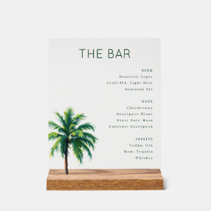 Sophisticated Minimalist Palm Tree Menu Acrylic Sign