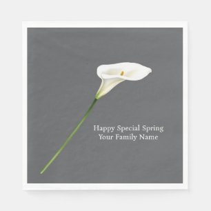 Sophisticated Minimalist White Calla Lily Napkin