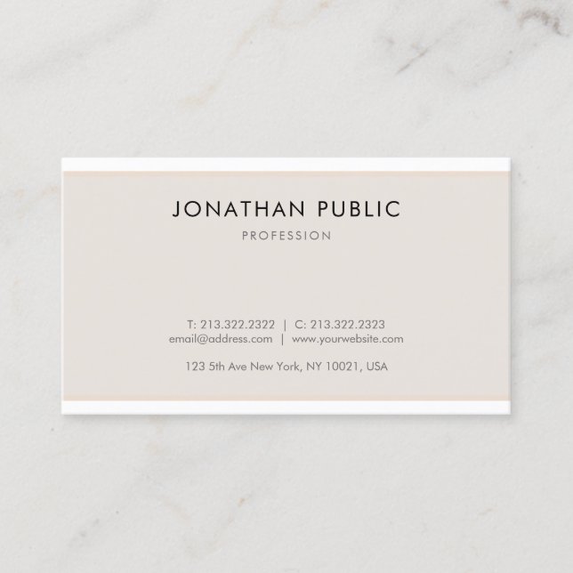 Sophisticated Minimalistic Modern Sleek Plain Top Business Card (Front)
