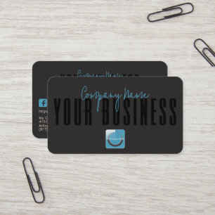 Sophisticated Modern Black Blue Logo Generic Business Card