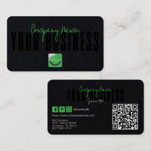 Sophisticated Modern Black Green Logo Generic  Business Card