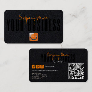 Sophisticated Modern Black Orange Logo Generic  Business Card